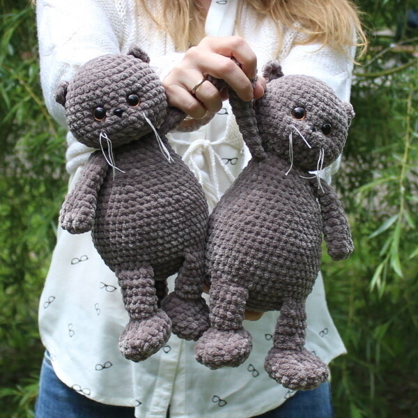 Кот басик вязаный крючком из плюшевой пряжи схема