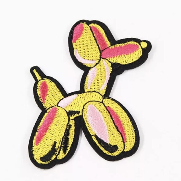 Ballon Cartoon Dog Ballonhund Patch Aufnäher - Gelb/Rosa Ballon Cartoon Dog Ballonhund Patch Aufnäher - Gelb/Rosa