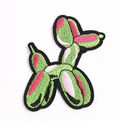 Ballon Cartoon Dog Ballonhund Patch Aufnäher - Grün/Rosa Ballon Cartoon Dog Ballonhund Patch Aufnäher - Grün/Rosa