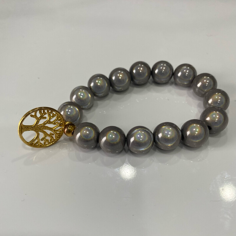 Magic 3D-Schimmer Perlenarmband Goldener Baum, grau / taupe Magic 3D-Schimmer Perlenarmband Goldener Baum, grau / taupe