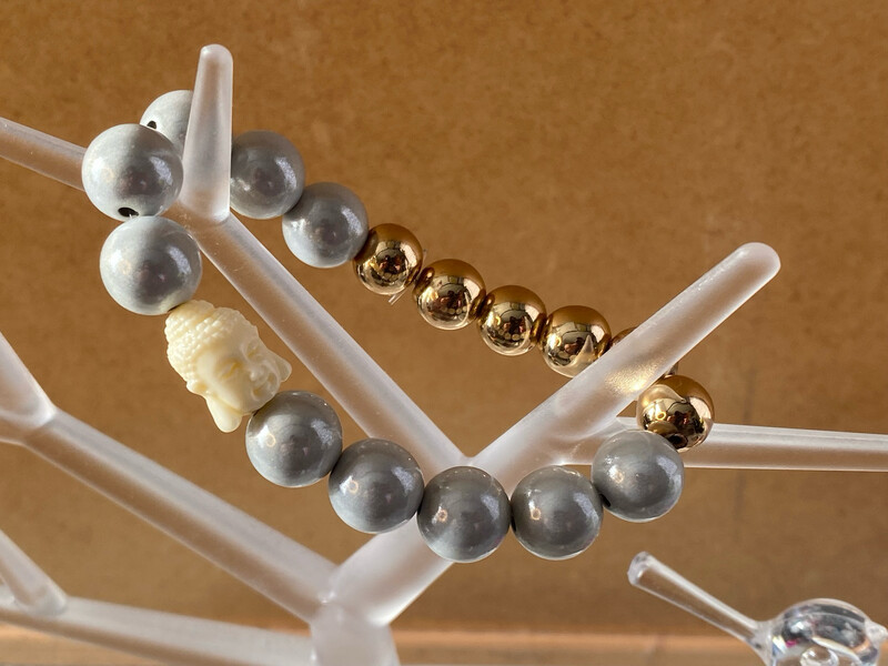 Magic 3D Schimmer Perlenarmband - Buddha, weiß gold creme Magic 3D Schimmer Perlenarmband - Buddha, weiß gold creme