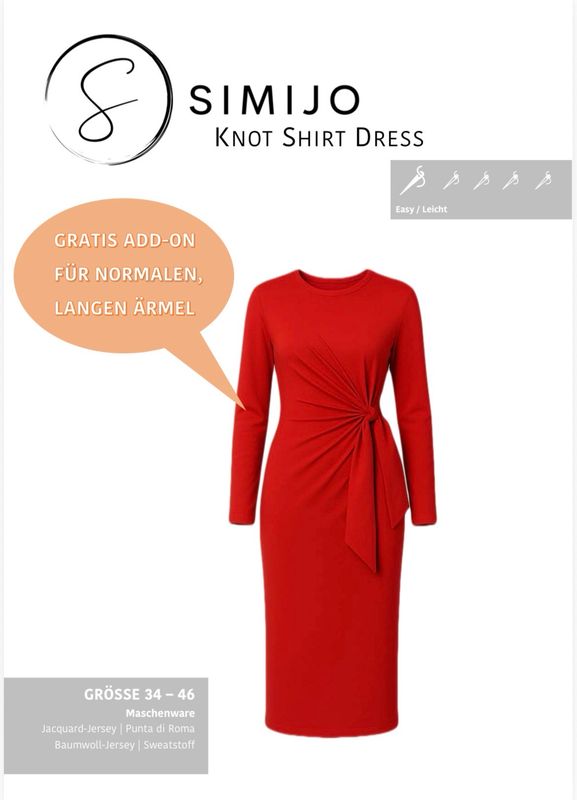 Knot Shirt Dress inkl. langer Ärmel - Kombi-Book bestehend aus eBook PDF (Anleitung, A4 und A0) & Papier-Schnittmusterbögen (2 Bögen A0, 1 Bogen A1)