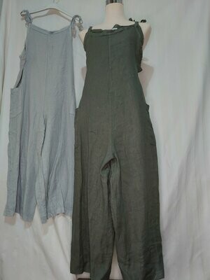 Italian Dungaree Dress, light grey