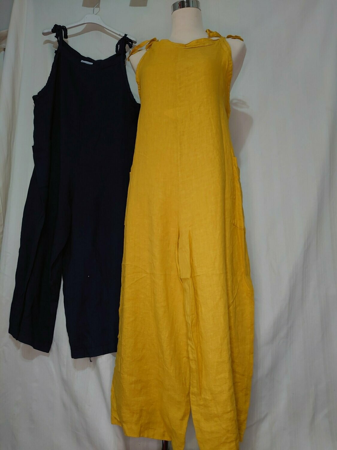 Italian Dungaree Dress, Mustard