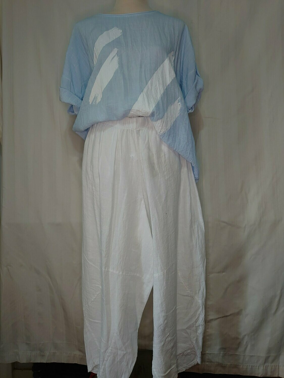 Italian plain Baggy trouser, White