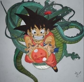 DragiBall Son Goku Child Dragonballs 4 Star - Handgezeichnet