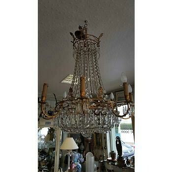 Lustre montgolfière en bronze doré