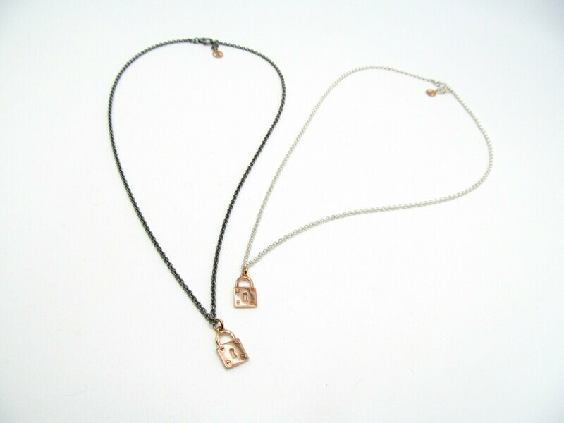 Girocollo Lucchetto in oro 750/000 (18ct)  e argento  925/000