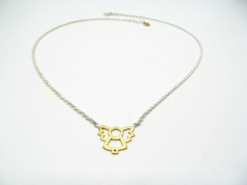 Girocollo Angioletto in oro 750/000 (18ct) e collana in argento 925/000