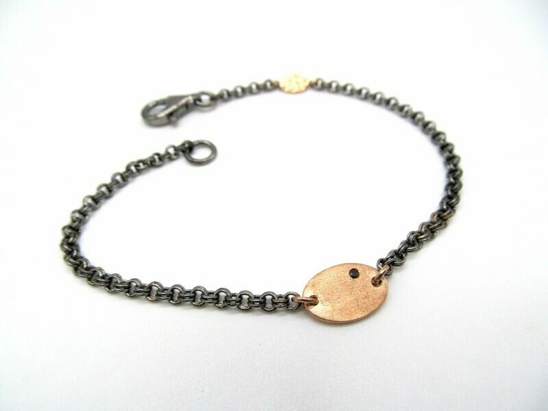 Bracciale "SENSO"  Ovale per Lui in Oro, Argento e diamante Nero