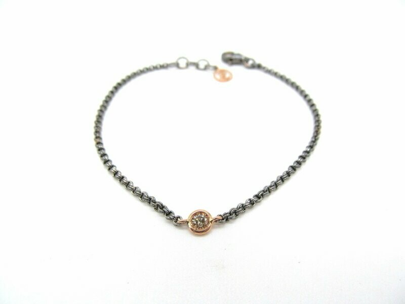 Bracciale " Esatto" in argento e oro con diamante Brown