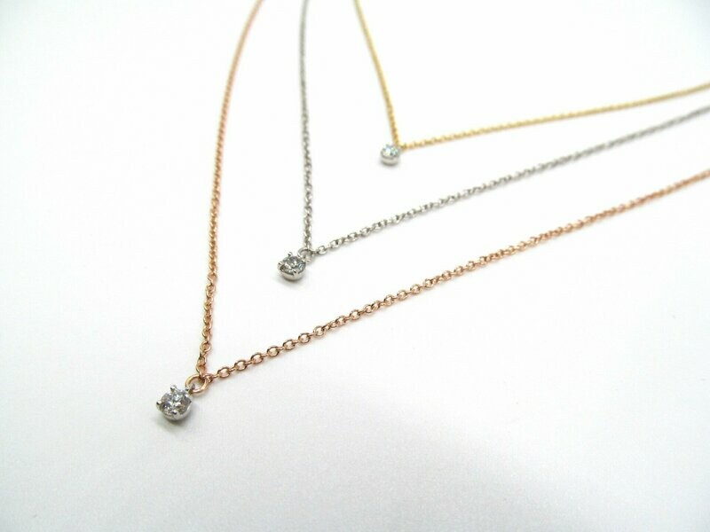 Girocollo Esile in oro 750/000 (18ct) con diamante bianco ct 0.10