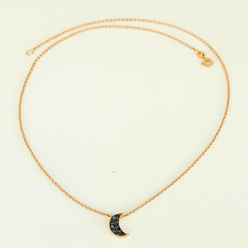 Girocollo Luna in Oro 750/000 con diamanti Neri