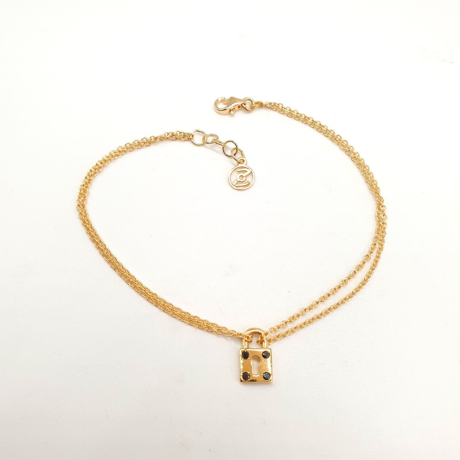 Bracciale Lucchetto in Oro e Diamanti neri, ORO: GIALLO