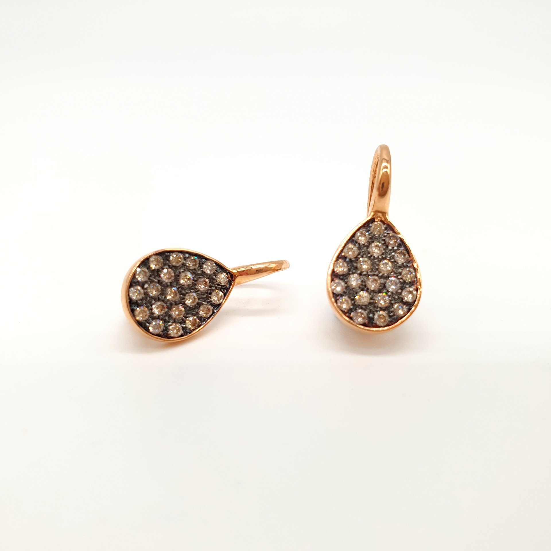 Orecchini Goccia in Oro Rosa 750/000 (18ct) con diamanti brown