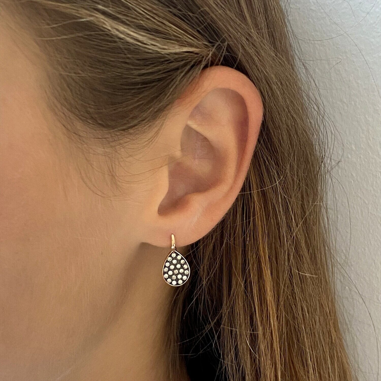 Orecchini a goccia in quarzo rosa dorato: argento sterling 925 - Italia