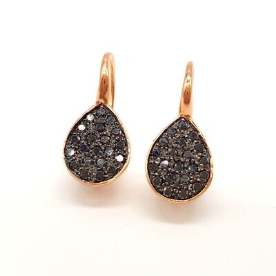 Orecchini Goccia in Oro Rosa 750/000 (18ct) con diamanti neri