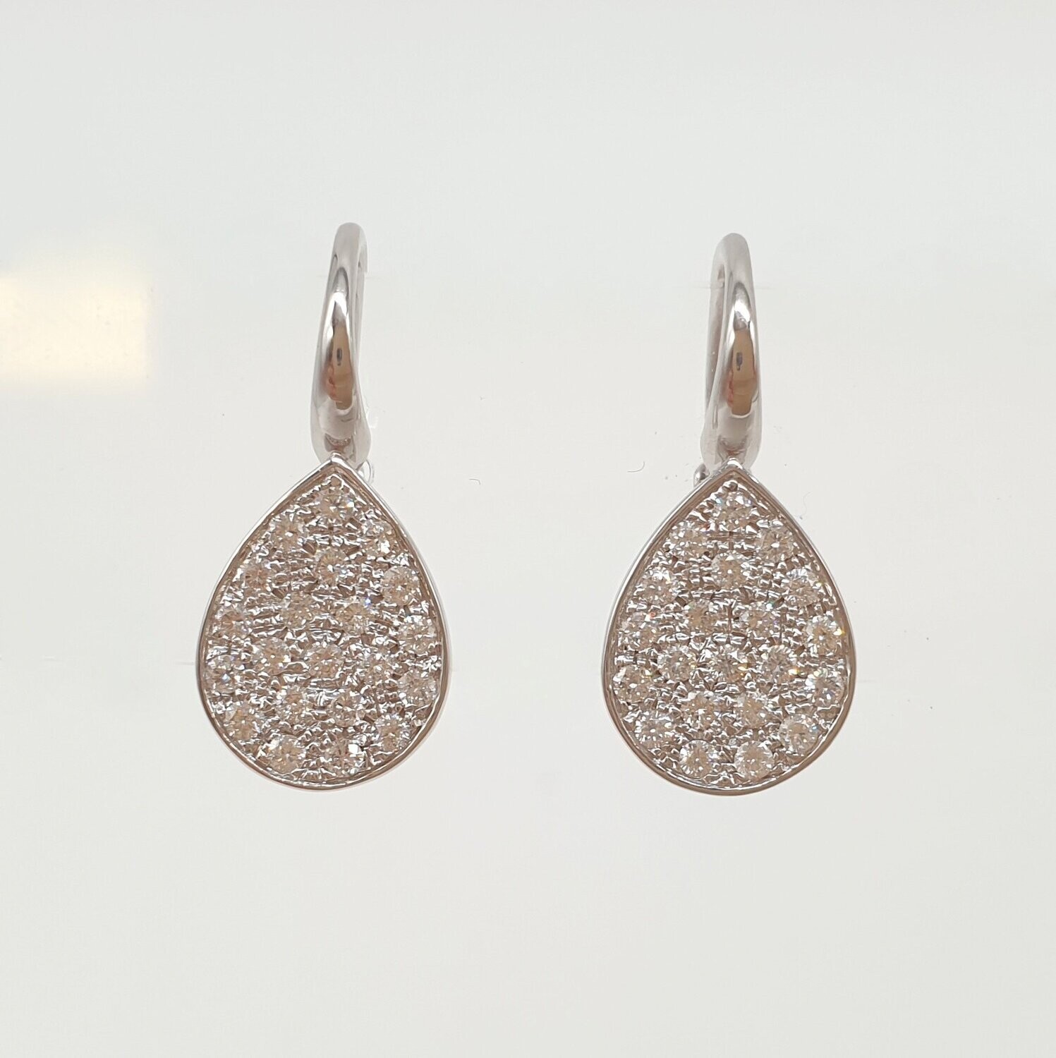 Orecchini Goccia in Oro bianco 750/000 (18ct)  con diamanti, ORO:: BIANCO