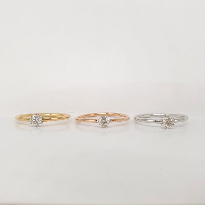 Anello ESile Sei punte in Oro 750/000 (18ct)  con diamante naturale