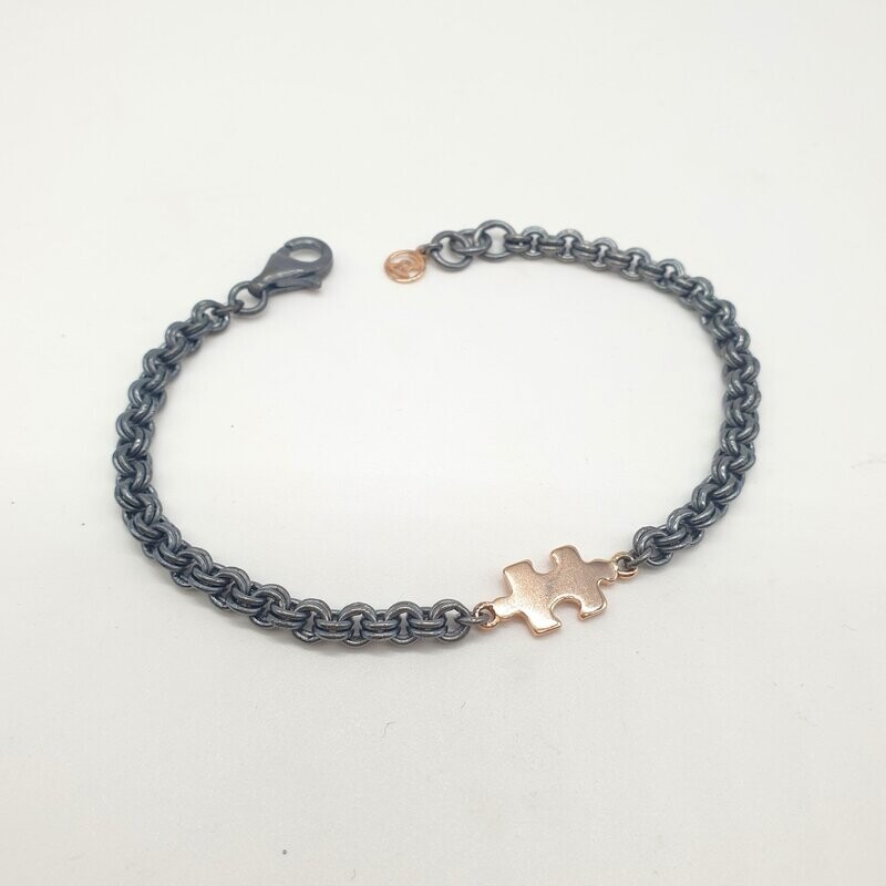 Bracciale Puzzle Argento e  Oro  per lui