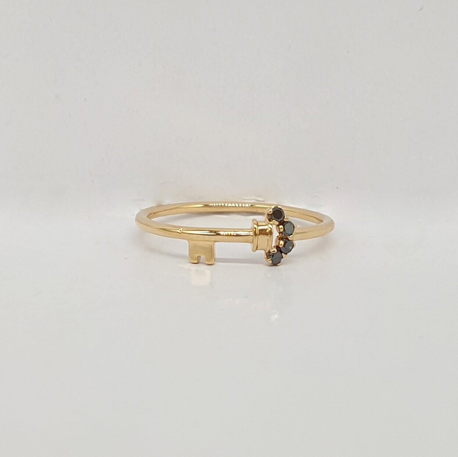 Anello Chiave oro 18ct con diamanti neri, ORO:: Giallo