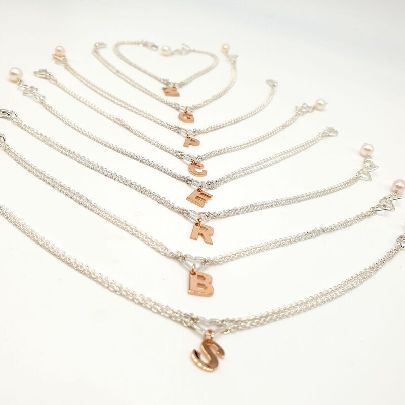 Bracciale Cuoriniziale in argento 925/000 e in oro 750/000