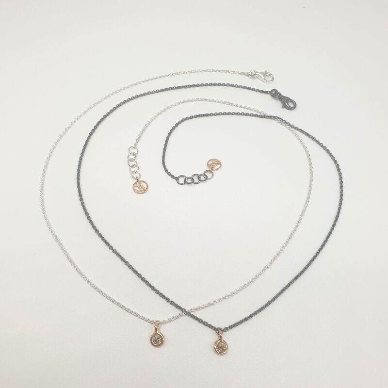 Necklace in gold, silver and brown diamond, ARGENTO:: QUALSIASI