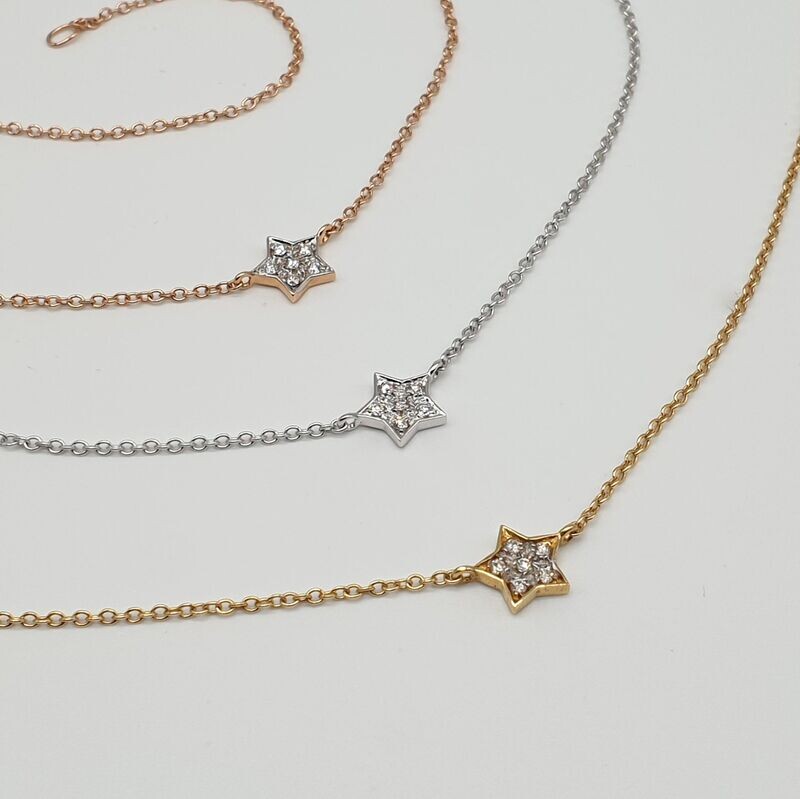 Girocollo Stella in Oro 750/000 (18ct)  con diamanti