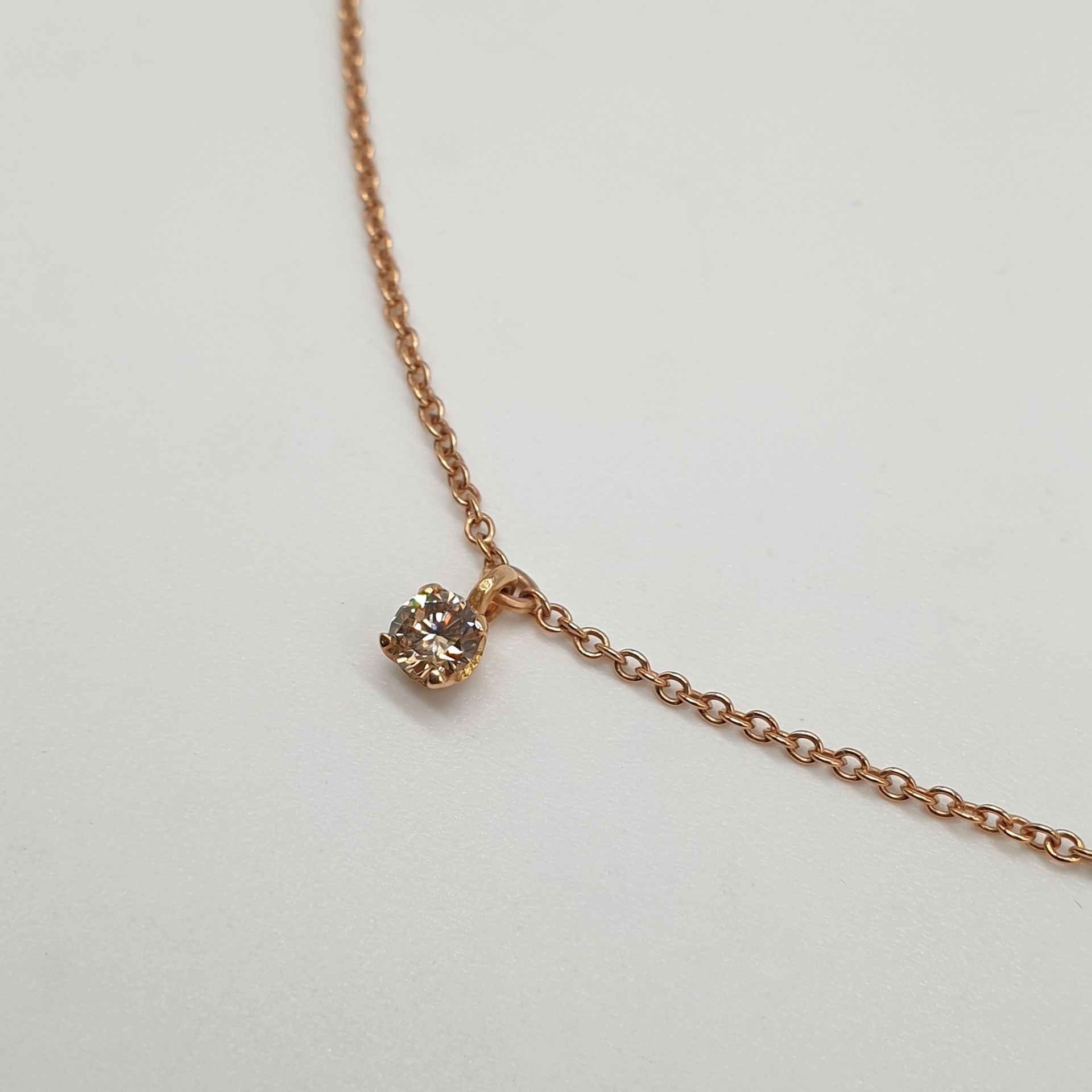 Girocollo Esile in Oro Rosa 750/000 (18ct) con Diamante Brown