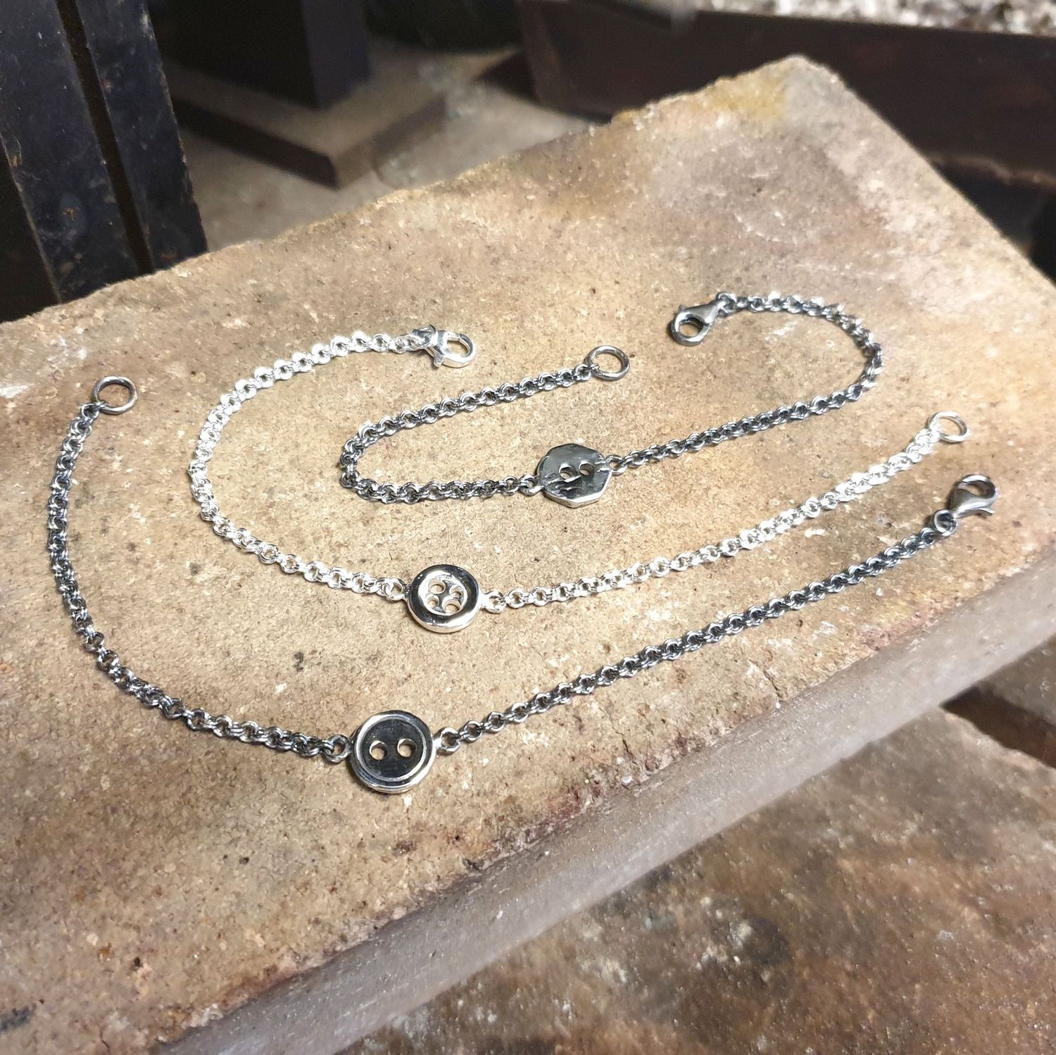 Bracciale in Argento 925/000 con Bottone per Lui
