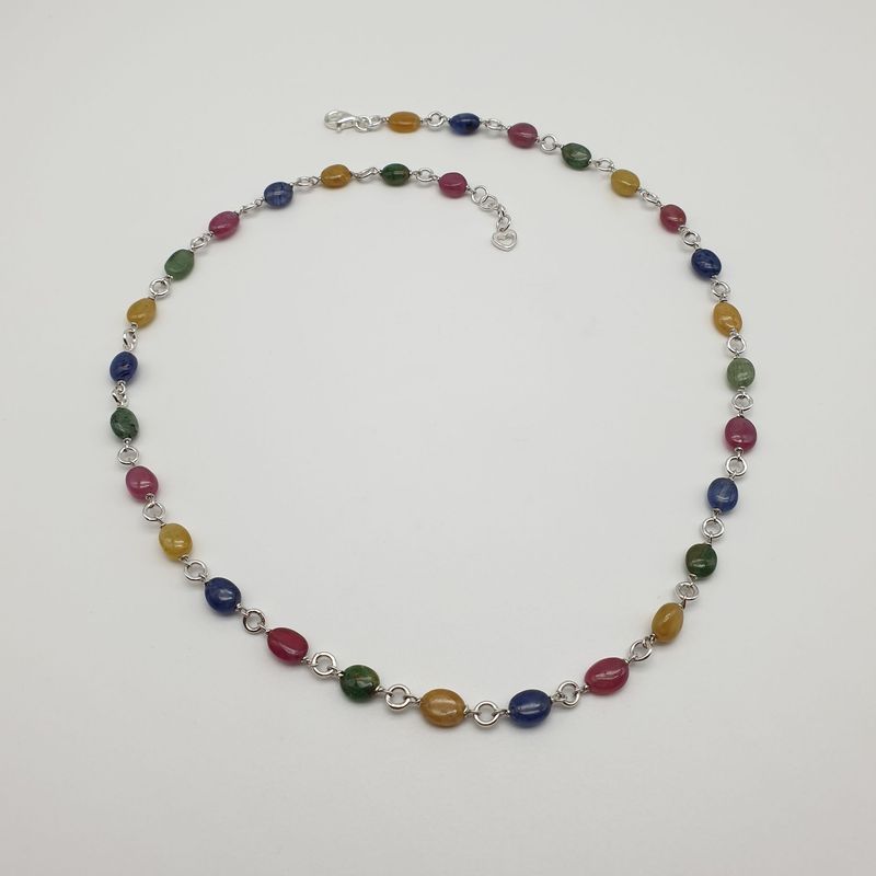 Girocollo in Argento con Zaffiri M/Color