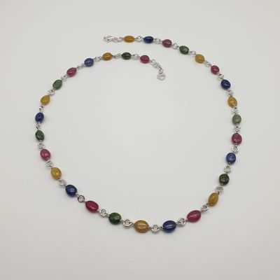 Girocollo in Argento con Zaffiri M/Color