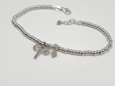 ARIETE - Diamante, Bracciale con simbolo e gemma ARIETE - Diamante, Bracciale con simbolo e gemma