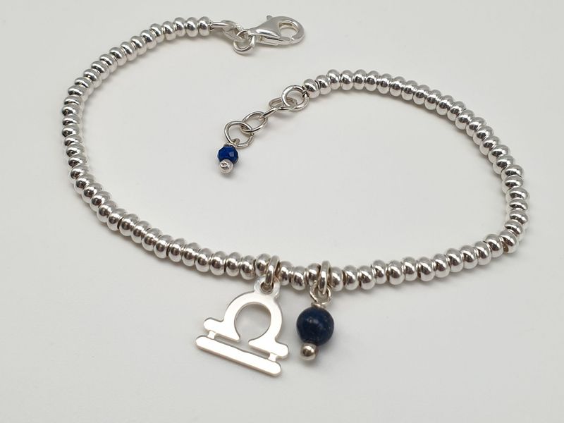 BILANCIA - Lapislazzuli, Bracciale con simbolo e gemma