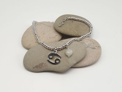 CANCRO-adularia, Bracciale con simbolo e gemma