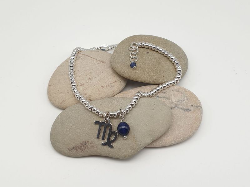 VERGINE-zaffiro, Bracciale con simbolo e gemma