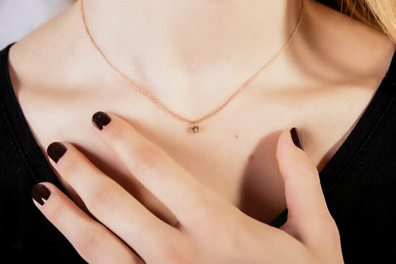 Girocollo Esile in Oro Rosa 750/000 (18ct) con Diamante Brown