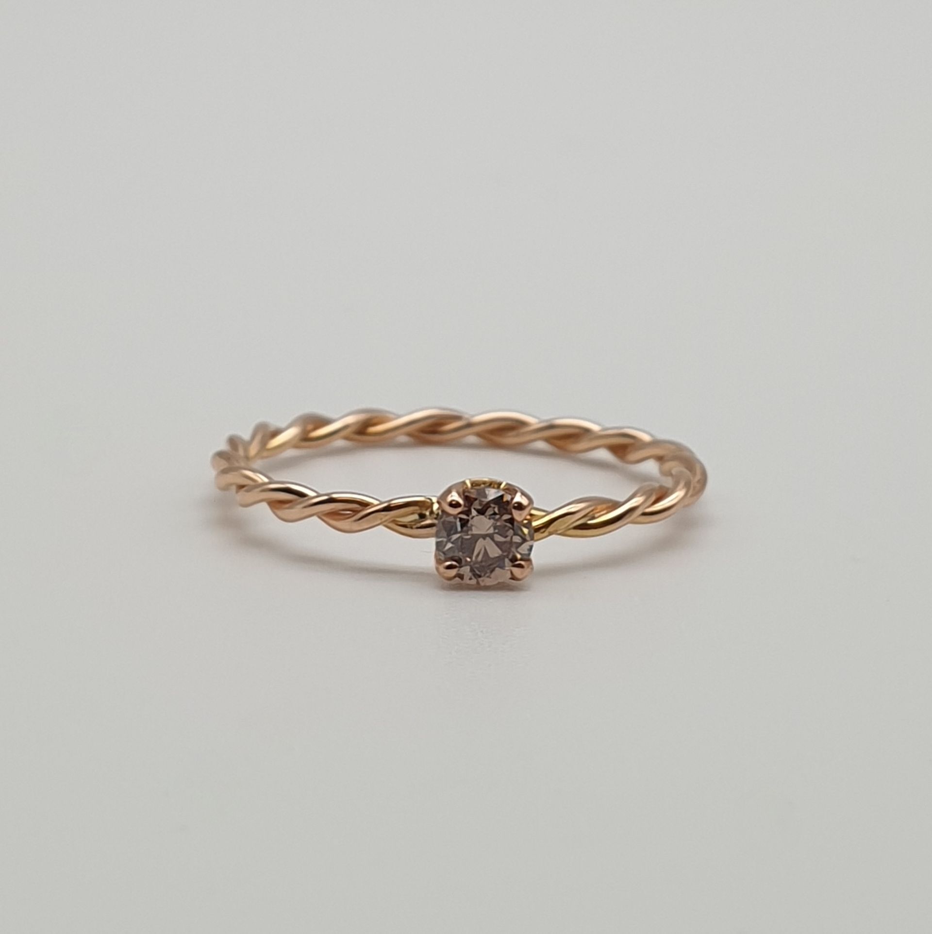 Anello Esile in Oro 750/000 (18ct) con Diamante Brown