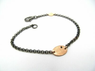 Bracciale Bracciale "SENSO" Ovale per Lui in Oro, Argento e diamante Nero