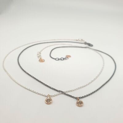 Girocollo Girocollo " Esatto"in argento e oro con diamante Brown