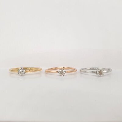 Anello ESile Sei punte in Oro 750/000 (18ct) con diamante naturale Anello ESile Sei punte in Oro 750/000 (18ct) con diamante naturale