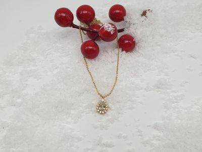 Girocollo con Diamante Naturale a Goccia e contorno di diamanti