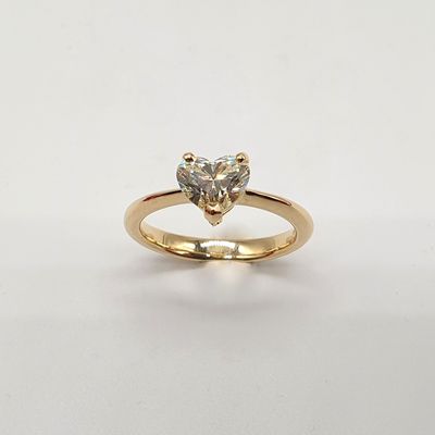 Solitario in oro Giallo  Diamante Cuore  naturale  ct 1.16