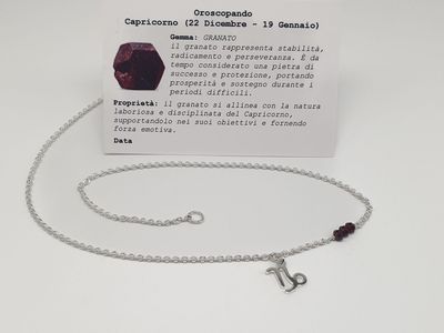 CAPRICORNO - Granato, Girocollo per Lui CAPRICORNO - Granato, Girocollo per Lui