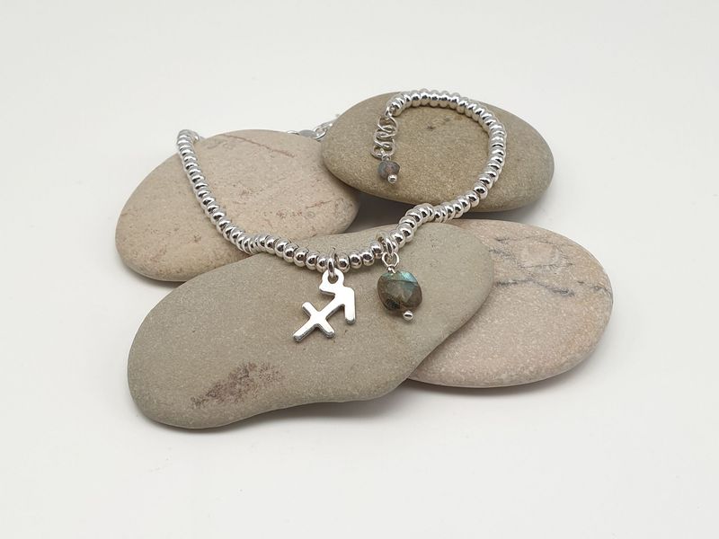 SAGITTARIO-labradorite, Bracciale con simbolo e gemma