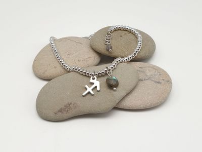 SAGITTARIO-labradorite, Bracciale con simbolo e gemma SAGITTARIO-labradorite, Bracciale con simbolo e gemma