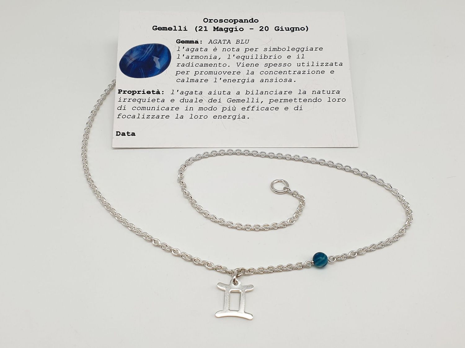 GEMELLI - Agata Blu, Girocollo per Lui GEMELLI - Agata Blu, Girocollo per Lui