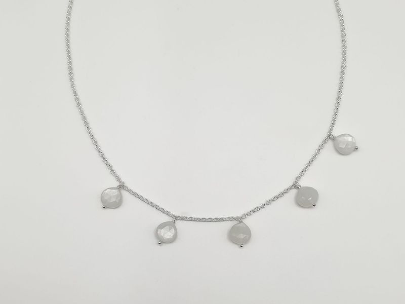 Girocollo in Argento 925/000 con gocce di adularia naturale