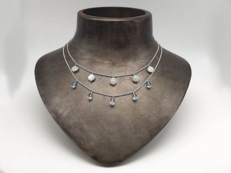 Girocollo in Argento 925/000 con gocce appese