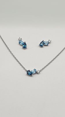 Girocollo in argento 925/000 con pietre nei toni dell'azzurro